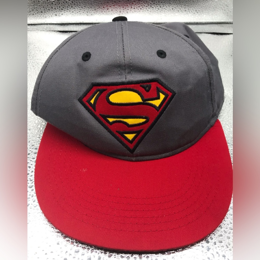 Superman Hat Embroidered Logo Red Gray Snapback Adjustable Baseball Cap